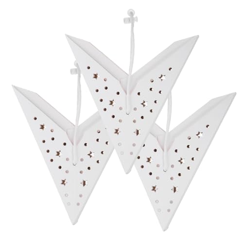 HONITANO 3 Stück Weihnachts Papierlampenschirme Weiß Faltbare Sternlaternen zum Aufhängen für Fenster Dekoration Hochzeit Party Kinderfest von HONITANO