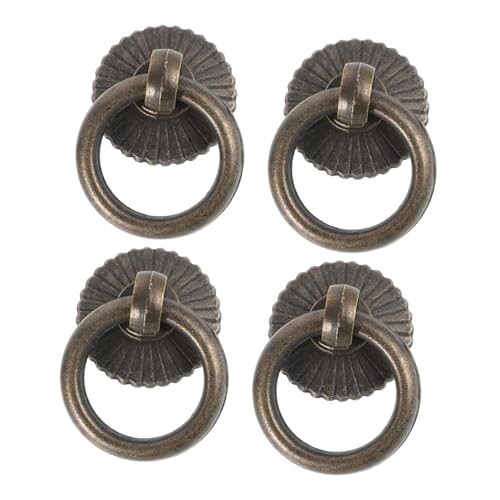 HONITANO 4 STÜCKE Vintage Schubladengriffe aus Bronze Ergonomisch Geformt für Komfortablen Griff Retro stil für Kommode Nachttisch und Schrank Einfache Einzelbohrung Montage Vielseitig für von HONITANO