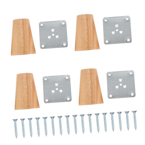 HONITANO 4 Sätze Möbelfüße aus Massivem Holz Schräg Stabile Ersatz Tisch und Sofabeine mit Montageplatten und Schrauben Holzbeine für Schrank Couch Stuhl und DIY Möbel von HONITANO