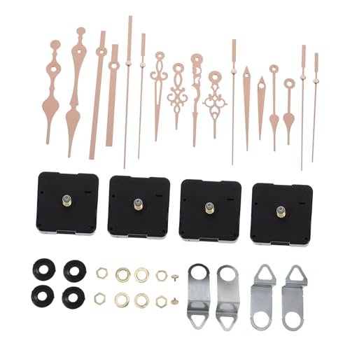 HONITANO 4 Sätze Quarzuhrwerk Ersatz für Wanduhr DIY Uhrwerk Mechanismus mit Rosevergoldeten Metallzeigern Leise Langlebig Geeignet für Wohnzimmer und Bastelprojekte von HONITANO