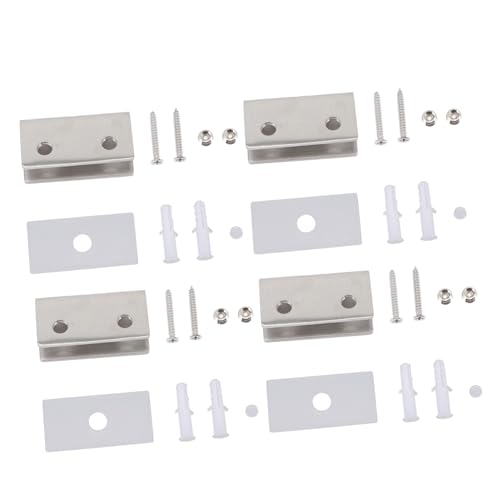HONITANO 4 Sätze Teiliges Verstellbare Edelstahl Glas Klemmhalter für Glasplatten Rost und Korrosionsbeständig Kratzfest Langlebig für Glasregale Vitrinen und Badezimmermontage von HONITANO