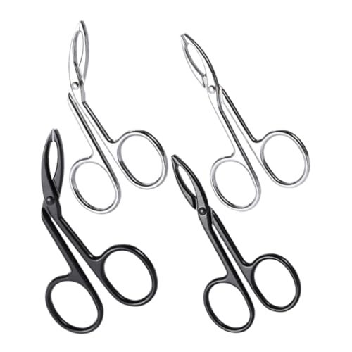 HONITANO 4 Stck Teiliges Edelstahl Augenbrauen mit Geradem und Gebogenem Spitzen Design Präzise Pinzette und Schere für Trimmen Formen und Entfernen von Gesichtshaaren Geeignet für Damen von HONITANO
