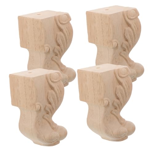 HONITANO 4 Stück Massivholz Möbelfüße Geschnitzte Sofafüße und Möbelbeine Stabile Ersatzfüße für Stuhl Tisch Kommode Europäischer Stil Einfache Montage Elegantes Design von HONITANO