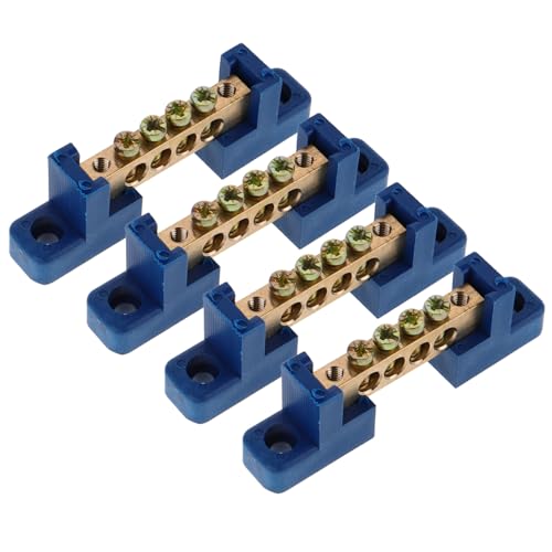 HONITANO 4 Stück Teiliges Kupfer Erdungsschienen Robustes Terminal Block mit Löchern Verschleißfeste Sammelschiene für Verteilerkästen Elektrische Potentialausgleichsschiene Einfache von HONITANO