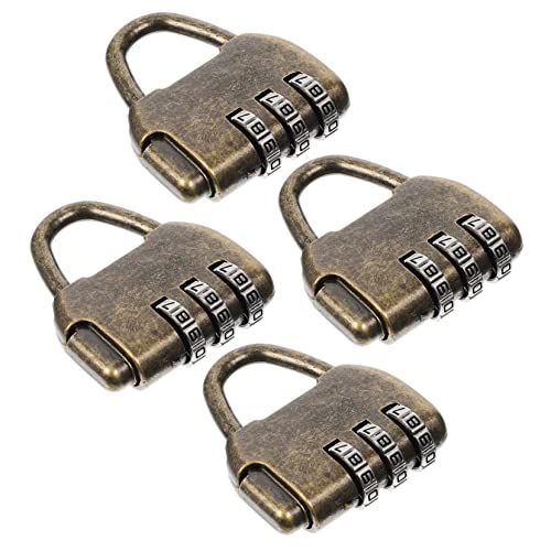 HONITANO 4 Stück Teiliges Retro Zahlenschloss Vintage Stil Vorhängeschloss mit Zahlenkombination für Schmuckschrank Koffer und Gepäck Sicherheitsschloss von HONITANO