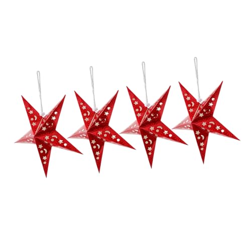 HONITANO 4 Stück Teiliges Roter Papier Lampenschirm Faltbarer Stern Hängeleuchte für Weihnachtsdeko Fensterbeleuchtung Party und Wohnzimmerschmuck HONITANO 4 Stück Teiliges Roter Papier Lampenschirm Faltbarer Stern Hängeleuchte für Weihnachtsdeko Fensterbeleuchtung Party und Wohnzimmerschmuck von HONITANO