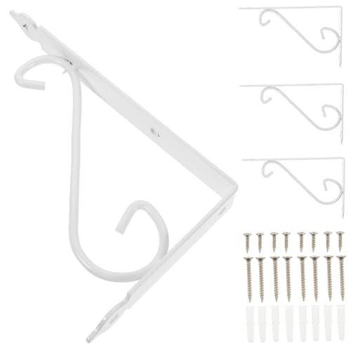 HONITANO 4 Stück Weiße Wandregalhalterungen aus Robustem Eisen mit Floralem Dreieck Design Stabile Regalträger für Bücherregal Wandboard Setbox Montageschrauben Vintage Landhausstil HONITANO 4 Stück Weiße Wandregalhalterungen aus Robustem Eisen mit Floralem Dreieck Design Stabile Regalträger für Bücherregal Wandboard Setbox Montageschrauben Vintage Landhausstil von HONITANO