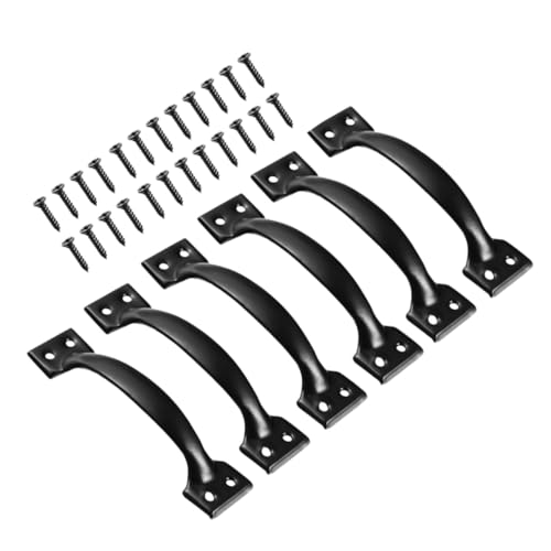 HONITANO 6 Stück Teiliges Schwarze Metallgriffe Antik Bow Door Handle für Schrank Schublade Kleiderschrank Langlebig Korrosionsbeständig Vintage Stil Vielseitig Einsetzbar Robust und Stabil von HONITANO
