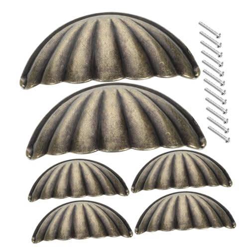 HONITANO 6 Stück Vintage Möbelknöpfe Muschelform Schubladengriffe aus Langlebigem Bronze für Schrank und Kommode Praktische Haltegriffe mit Feiner Verarbeitung und Dekorativem Retro Design von HONITANO