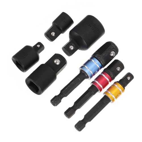 HONITANO 7 Stück Teiliges Stecknuss Adapter Set aus Stahl für Akku und Schlagschrauber mit Ratschenfunktion Inklusive Einsätzen und Konvertierenden Stecknuss Adaptern HONITANO 7 Stück Teiliges Stecknuss Adapter Set aus Stahl für Akku und Schlagschrauber mit Ratschenfunktion Inklusive Einsätzen und Konvertierenden Stecknuss Adaptern von HONITANO