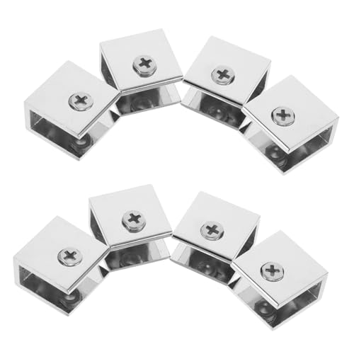 HONITANO 8 Stück Glasklemmen aus Metall Stabile Glashalter für Trennwände Einfache Montage Langlebige Befestigungsklammern für Glasplatten im Büro Bad und Zuhause von HONITANO