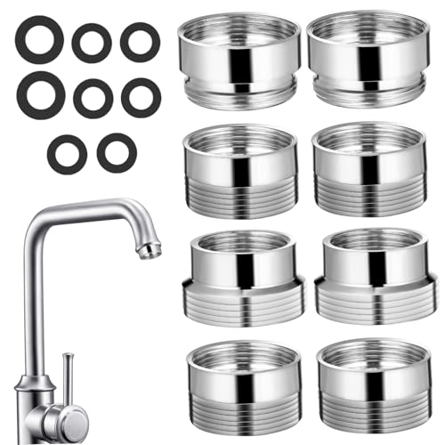 HONITANO 8 Stück Kupfer Wasserhahn Adapter Teilig Vielseitige Gewindeadapter für Küche Bad Garten Einfache Installation Langlebig Kompatibel mit Verschiedenen Schlauchanschlüssen und von HONITANO