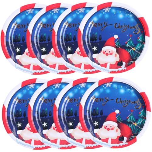 HONITANO 8 Stück Santa Claus Paper Tablett Pappteller für Weihnachten Kindergeschirr farbige Pappteller Weihnachtsfeier Papier von HONITANO