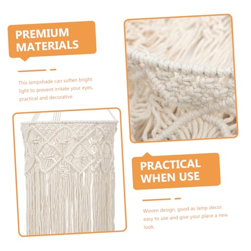 HONITANO Boho Lampenschirm Deckenleuchte Geflochten Baumwollseil Lampenschirm Hängelampe Vintage Beige Für Wohnzimmer Schlafzimmer Restaurant Hotel Büro von HONITANO