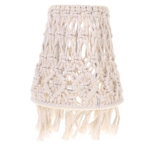 HONITANO Boho Lampenschirm Klein Handgewebt Lichtschutz Tischlampe Nachttisch Schlafzimmer Wohnzimmer Dekor Schützender Lampenüberzug von HONITANO