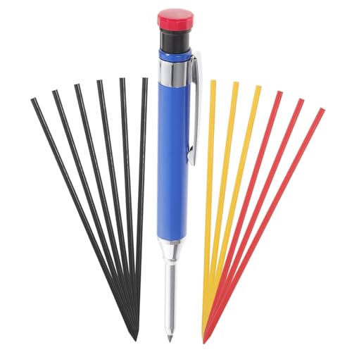 HONITANO Carpenter Pencil mit Farbigen Ersatzminen Robuster Metall Tieflochmarker für Holz Metall Kunststoff Zeichen und Markierwerkzeug für und Bauarbeiten von HONITANO