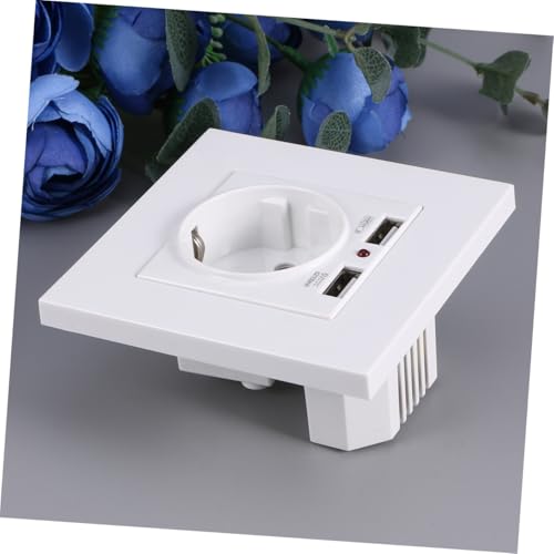HONITANO Deutscher USB Steckdosenpanel Weiß mit Dual USB Feuerschutz Einbausteckdose Wandmontage Starker Elektrischer Leitfähigkeit Modernes Design PC Kupfer Material von HONITANO