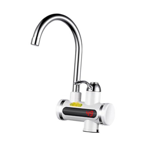 HONITANO Elektrischer LED Wasserhahn mit Digitaler Temperaturanzeige Drehbarer Edelstahl Auslauf Sofortiger Durchlauferhitzer Unterfluranschluss Mischbatterie für Küche und Zufällige Farbe von HONITANO