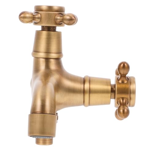 HONITANO Europäische Badewannenarmatur aus Massivem Messing Antiker Stil mit Doppelgriff Wandmontierter Dusch und Haushaltswasserhahn Vintage Design Robust und Installieren für Bad und von HONITANO
