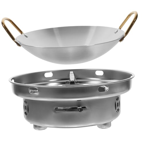HONITANO Hausgebrauch Dicker Edelstahl Hotpot mit Alkoholbrenner Hitzebeständiger Winddichter Kochtopf mit Schnellem Gleichmäßigem Wärmeleitungssystem für Küche und Camping von HONITANO