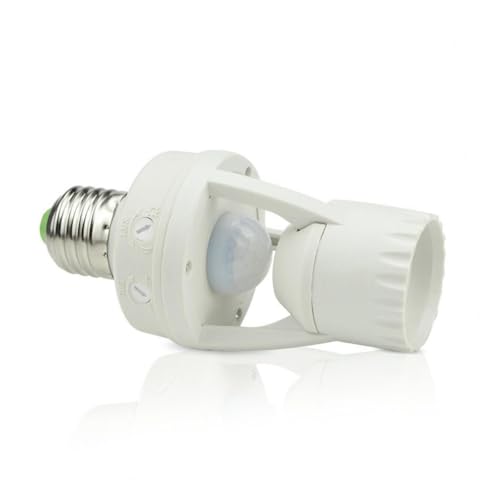 HONITANO Infrarot LED Lampenfassung mit Einstellbarem Bewegungsmelder und Dämmerungssensor Langlebiger Kunststoff Kupfer Lampensockel für Außen Flur und Straßenbeleuchtung von HONITANO