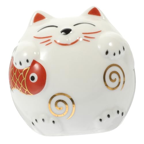 HONITANO Japanische Spardose Glückskatze aus Keramik Dekorative Münzbank für Jungen Niedliche Piggy Bank für Zuhause und Praktische Geldbox für Münzen und Scheine Weiß von HONITANO