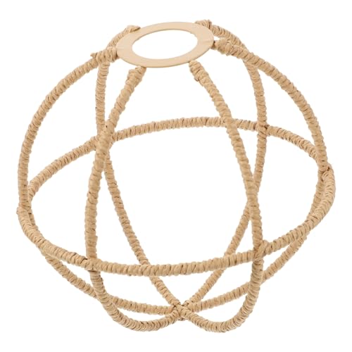 HONITANO Japanischer Rattan Lampenschirm Hängelampe Deckenleuchte Vintage Stil Geflochtene Lampe Abdeckung für Restaurant und Wohnräume Deko im Landhausstil Karibisch Khaki von HONITANO