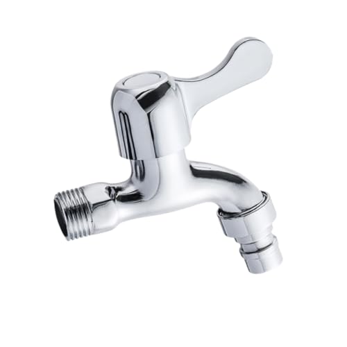 HONITANO Kupfer Waschmaschinen Wasserhahn mit Universalgewinde Langlebiger Wasserhahn für Balkon und Mop Pool Einfacher Einbau Robustes Design Glänzend Silber Geeignet für von HONITANO