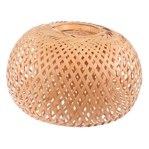 HONITANO Lampenschirm Rund Doppelstock Retro Stil Handgefertigt Chic Lampenabdeckung Natürliche Deckenleuchte Für Esszimmer Wohnzimmer Büro Einfach Montierbar von HONITANO