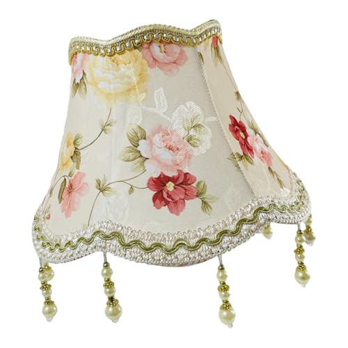 HONITANO Lampenschirm im Europäischen Stil Rosa Blütenmuster Dekorativer Stofflampenschirm mit Perlenverzierung Ersatzschirm für Tisch Stehleuchten Einfach zu Montieren Warmes Licht HONITANO Lampenschirm im Europäischen Stil Rosa Blütenmuster Dekorativer Stofflampenschirm mit Perlenverzierung Ersatzschirm für Tisch Stehleuchten Einfach zu Montieren Warmes Licht von HONITANO