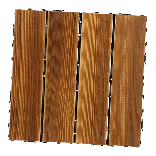 HONITANO Outdoor Holzfliesen Terrassenfliesen Balkonboden Klicksystem Wetterfest Langlebig Praktische Gartenbodenbeläge aus Korrosionsgeschütztem für Balkon Terrasse von HONITANO