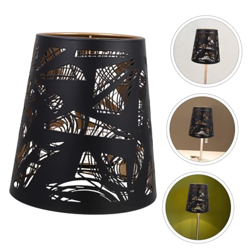 HONITANO Retro Eisen Lampenschirm mit Schwarzer Außen Goldener Innenfarbe Mesh Design Dekorativer Tischlampenschirm für Wohnzimmer Schlafzimmer und Arbeitszimmer Befestigungsdurchmesser von HONITANO