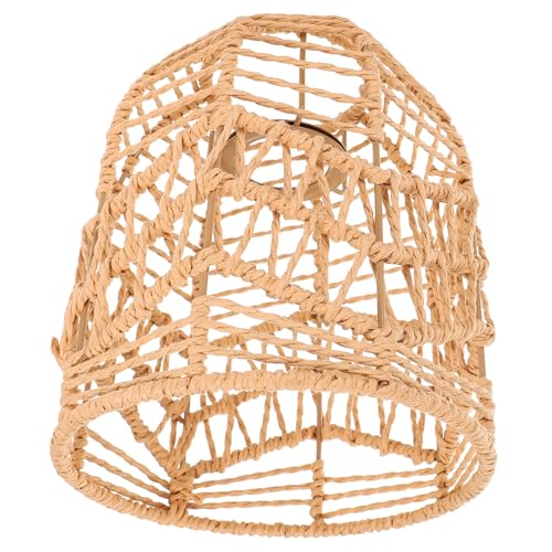 HONITANO Rustikaler Gewebter Kronleuchter Lampenschirm aus Rattan optik Pendelleuchten schirm für Bauernhaus Hotel Esszimmer und Wohnzimmer Stabile Verarbeitung Dekorativ von HONITANO
