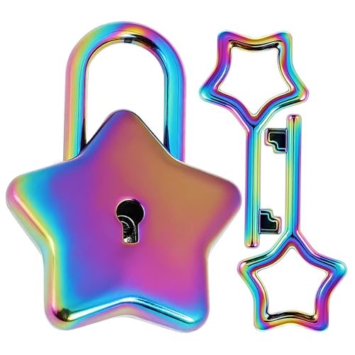 HONITANO Sternförmiges Kleines Vorhängeschloss mit Schlüssel Buntes DIY Tagebuch Schloss Dekoratives Mädchen Geschenk Leichtes Kompaktes und Praktisches Notizbuch Schloss für Schmuckkasten von HONITANO