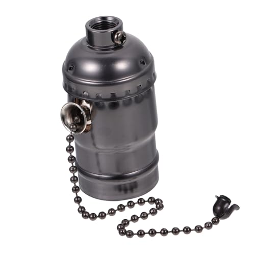 HONITANO Vintage Lampenfassung aus Aluminium Stabiler Lampenhalter mit Zugschalter Kompakt und Installieren für Küche Restaurant und Industrielle Wohnbereiche Perlenschwarze Retro von HONITANO