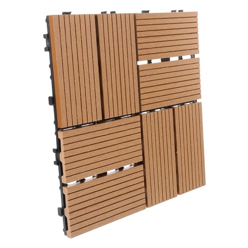 HONITANO Wpc Verbund Bodenplatten Interlocking Terrassenfliesen für Balkon Terrasse Garten Wetterfest und Schnell zu Verlegen von HONITANO
