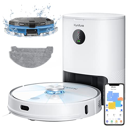 HONITURE Saugroboter mit Wischfunktion, Staubsauger Roboter Q6 Pro 3500Pa mit Lasernavigation Saugroboter mit Absaugstation 250Min Laufzeit App Steuerung ideal für Tierhaare Teppich Hartboden von HONITURE