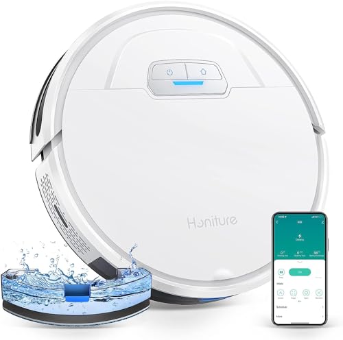 HONITURE Saugroboter mit Wischfunktion, G20 Saugroboter 4000Pa,Kehren Saugen Wischen 3 in 1,Staubsauger Roboter, 150Mins Max,Alexa & APP-Steuerung,Ideal für Tierhaare, Teppiche und Hartböden, Weiß, S von HONITURE