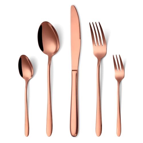 Besteck Set Roségold, HONKKU 30 Teilig Besteckset für 6 Personen, Edelstahl Essbesteck Set mit Abendessen Messer, Gabeln und Löffeln für Zuhause/Restaurant/Party/Bankett, Rostfrei Spülmaschinenfest Besteck Set Roségold, HONKKU 30 Teilig Besteckset für 6 Personen, Edelstahl Essbesteck Set mit Abendessen Messer, Gabeln und Löffeln für Zuhause/Restaurant/Party/Bankett, Rostfrei Spülmaschinenfest von HONKKU