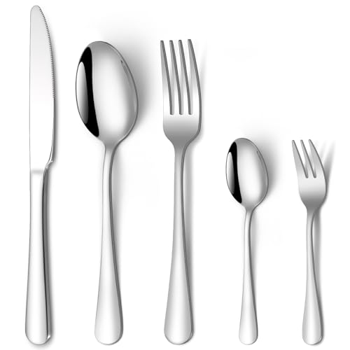 HONKKU Besteck Set 12 Personen, 60 Teilig Besteckset mit Messer Gabel Löffel, Essbesteck Set Edelstahl Spiegelpoliert, Spülmaschinenfest HONKKU Besteck Set 12 Personen, 60 Teilig Besteckset mit Messer Gabel Löffel, Essbesteck Set Edelstahl Spiegelpoliert, Spülmaschinenfest von HONKKU