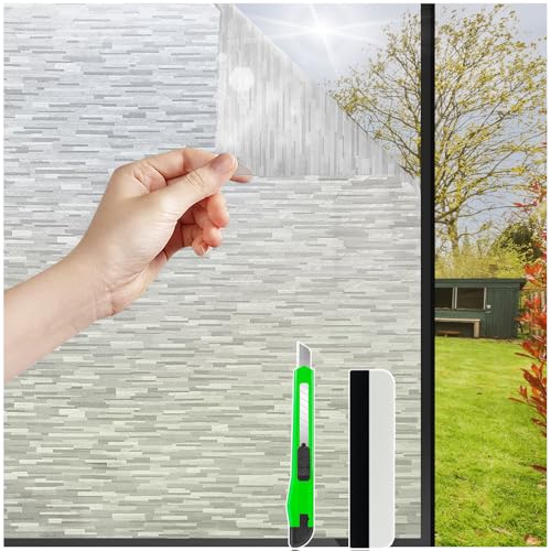 HONLONE Milchglasfolie Selbstklebend Fenster, 75x200cm Sichtschutzfolie Fensterfolie Muster, Statische Fensterfolie Blickdicht von Aussen, Anti-UV Klebefolie Fenster Sichtschutz Für Zuhause Büro von HONLONE