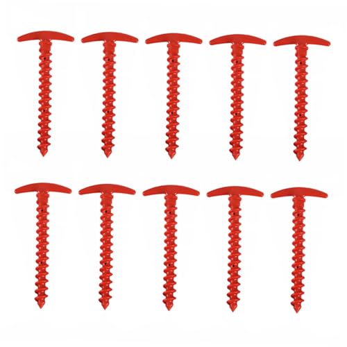 HONMEET 10 Stück Teiliges Rote Schwere Nylon Zeltheringe mit Spiralgewinde Langlebige Bodenanker für Camping Zelte Markisen Geeignet für Strand Gras Schlamm Sichtbare Fixierung von HONMEET