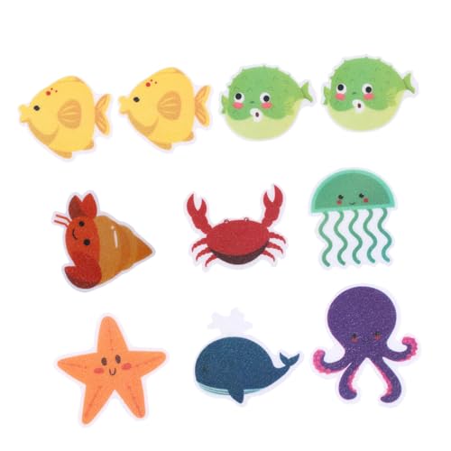 HONMEET 10 Stück Teiliges rutschfeste Badewannen Aufkleber mit Meeresbewohner Motiv Selbstklebende Rutsch Sticker für Badewanne und Glatte Oberflächen Kinderfreundlich und Langlebig von HONMEET
