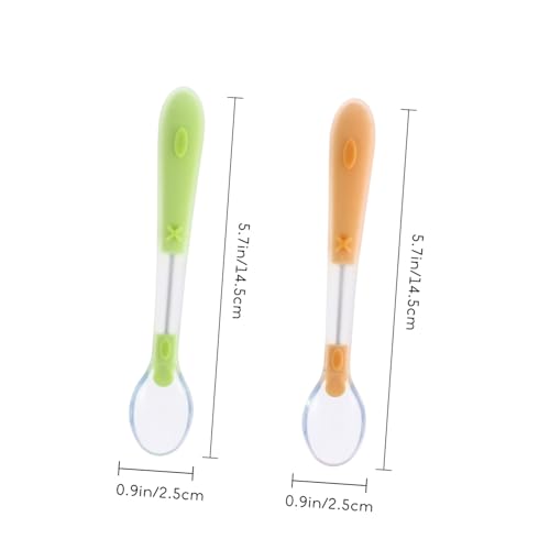 HONMEET 2 STÜCK Teiliges Babybesteck Set aus Lebensmittelechtem Kunststoff Weiche Löffel in Gelb und Grün Bruchsicher für Junge Mädchen Ab Monaten Geeignet für Beikost und Alltag von HONMEET