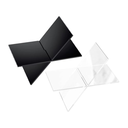 HONMEET 2 Sätze Acryl Buchständer Transparent und Schwarz Multifunktionaler Offener Buchhalter für Bibeln Kochbücher und Magazine Stabiler Leseständer für Küche Wohnzimmer und Schreibtisch von HONMEET