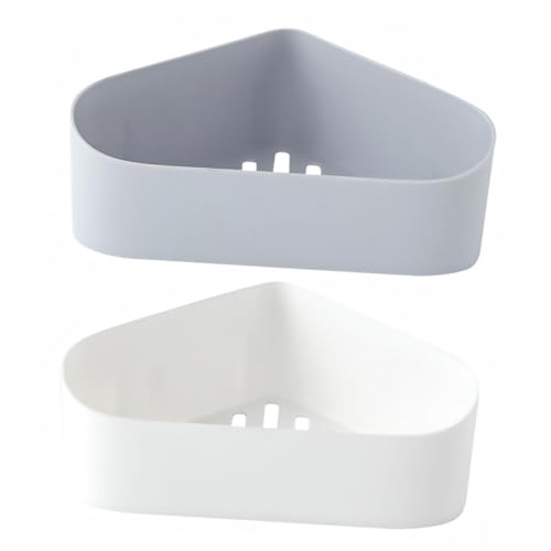 HONMEET 2 Stück Teiliges Eckregal aus Kunststoff Wandmontiert ohne Bohren Praktisches Ablagerack für Küche und Badezimmer Wasserabweisend Platzsparend Modernes Design für Spices und von HONMEET
