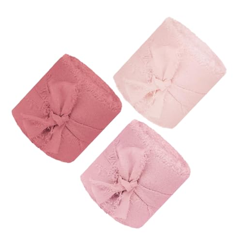 HONMEET 3 Rollen Boho Chiffonband Breit Fransenband pro DIY Hochzeitsdekoration Geschenkverpackung Blumensträuße Babypartys Schleifenband Rosa Farbton HONMEET 3 Rollen Boho Chiffonband Breit Fransenband pro DIY Hochzeitsdekoration Geschenkverpackung Blumensträuße Babypartys Schleifenband Rosa Farbton von HONMEET