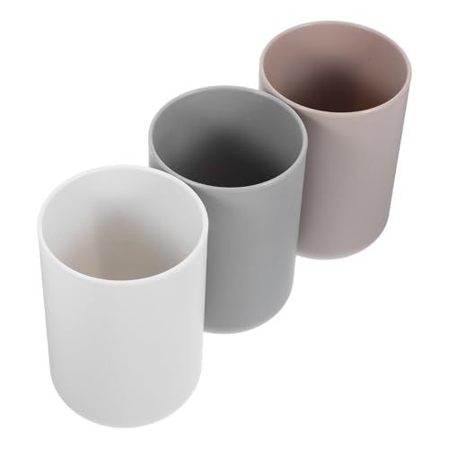 HONMEET 3 Stück Zahnbürstenbecher aus Bruchsicherem Stapelbar Leicht und Tragbar Multifunktional als Mundspülbecher und Badezimmerbecher in Weiß und Braun für Reisen und Zuhause HONMEET 3 Stück Zahnbürstenbecher aus Bruchsicherem Stapelbar Leicht und Tragbar Multifunktional als Mundspülbecher und Badezimmerbecher in Weiß und Braun für Reisen und Zuhause von HONMEET