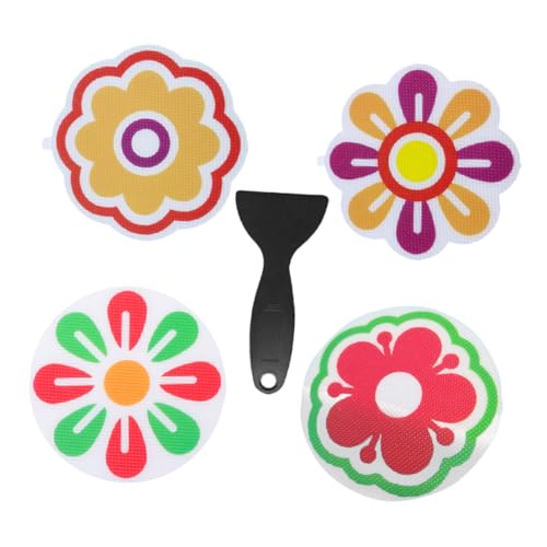 HONMEET 4 Stück Teiliges Anti rutsch Fliesenaufkleber Matte Selbstklebende Badewannensticker rutschfeste Badezimmer Dekoration Sicherer Badespaß Zufällige Blumenmotive von HONMEET