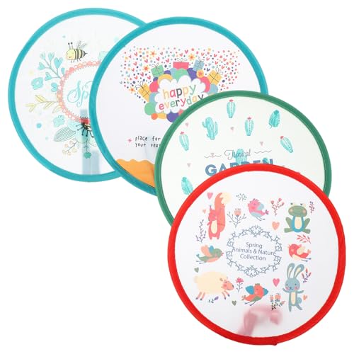 HONMEET 4 Stück Teiliges Faltbare Runde Handventilatoren aus Polyester Leichte Tragbare Handfächer im Cartoon-stil Dekorative Mini-fächer für Sommer Party Büro und Outdoor-einsatz HONMEET 4 Stück Teiliges Faltbare Runde Handventilatoren aus Polyester Leichte Tragbare Handfächer im Cartoon-stil Dekorative Mini-fächer für Sommer Party Büro und Outdoor-einsatz von HONMEET